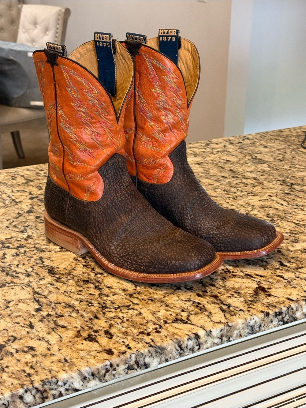 HYER Hazelton Orange & Brown Western Boot